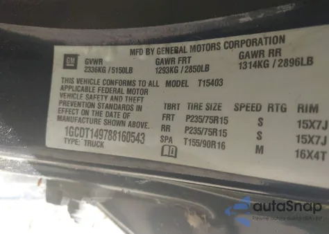 2008 Chevrolet Colorado Lt from USA, damaged, VIN 1GCDT149788160543